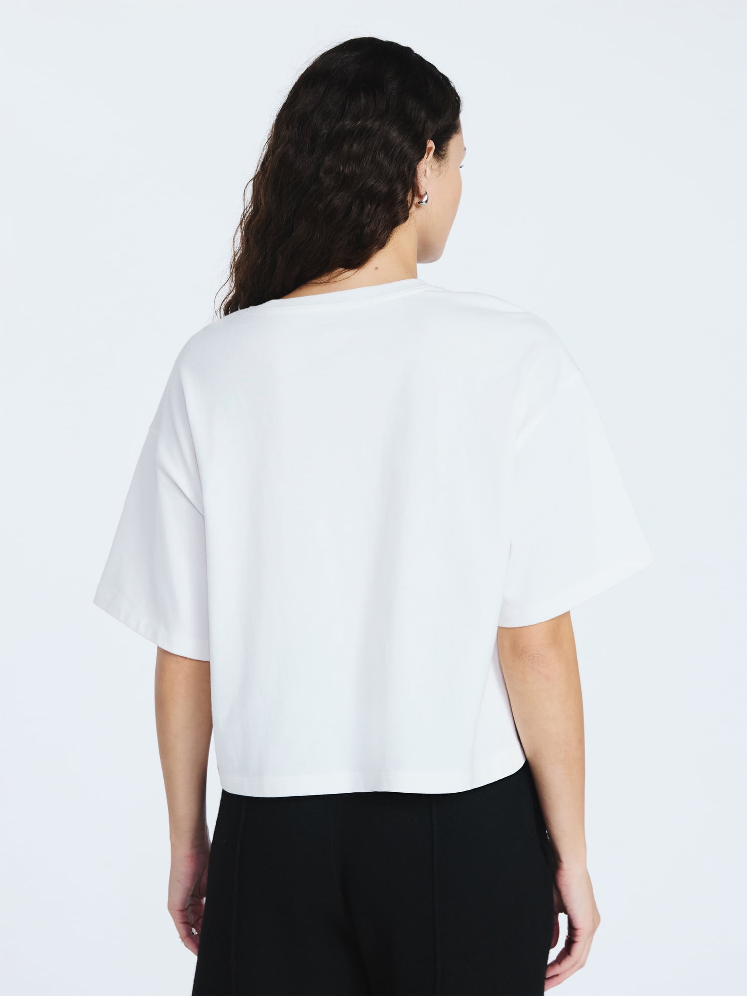 Scoop Women’s and Women's Plus Cotton Cropped Tee with Short Sleeves, Sizes XS-4X