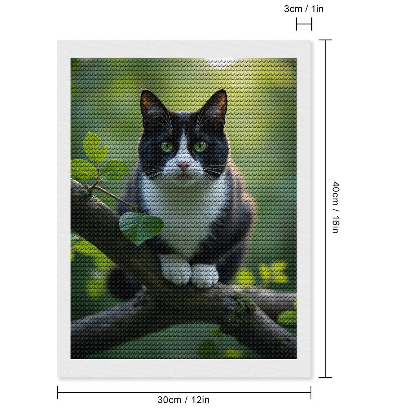 Diamond Art Kits for Adults, Cat In Greenery Peaceful Perch 5D Diamond Painting Kits for Adults Beginners, DIY Full Drill Diamond Painting, Gem Art and Crafts 12x16