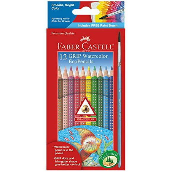 Faber-castell grip Watercolor EcoPencils - 12 Water color Pencils with Brush