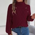 thumbnail image 6 of Wancir Women's Turtleneck Sweater Chunky Long Sleeve Knitted Pullover High Low Hem Trendy 2024 Fall Winter Basic Jumper Top, 6 of 9