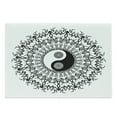 thumbnail image 1 of Ying Yang Cutting Board, Vintage Yin Yang Mandala Pattern Oriental Bohemian Design, Decorative Tempered Glass Cutting and Serving Board, Large Size, Black White, by Ambesonne, 1 of 1