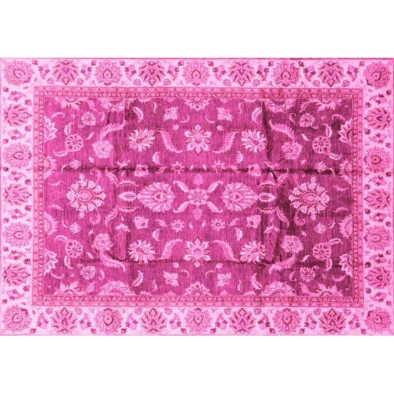 Ahgly Company Machine Washable Indoor Rectangle Oriental Pink Traditional Area Rugs, 2' x 3'