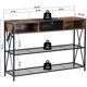 thumbnail image 2 of Mesa Consola con Tomacorrientes y Puertos USB, Mesa Entrada con Estantes Almacenamiento 3 Niveles, Mesa Sofá Angosta, Soporte TV Alto, Barra Café, Vintage y Negro, 2 of 7