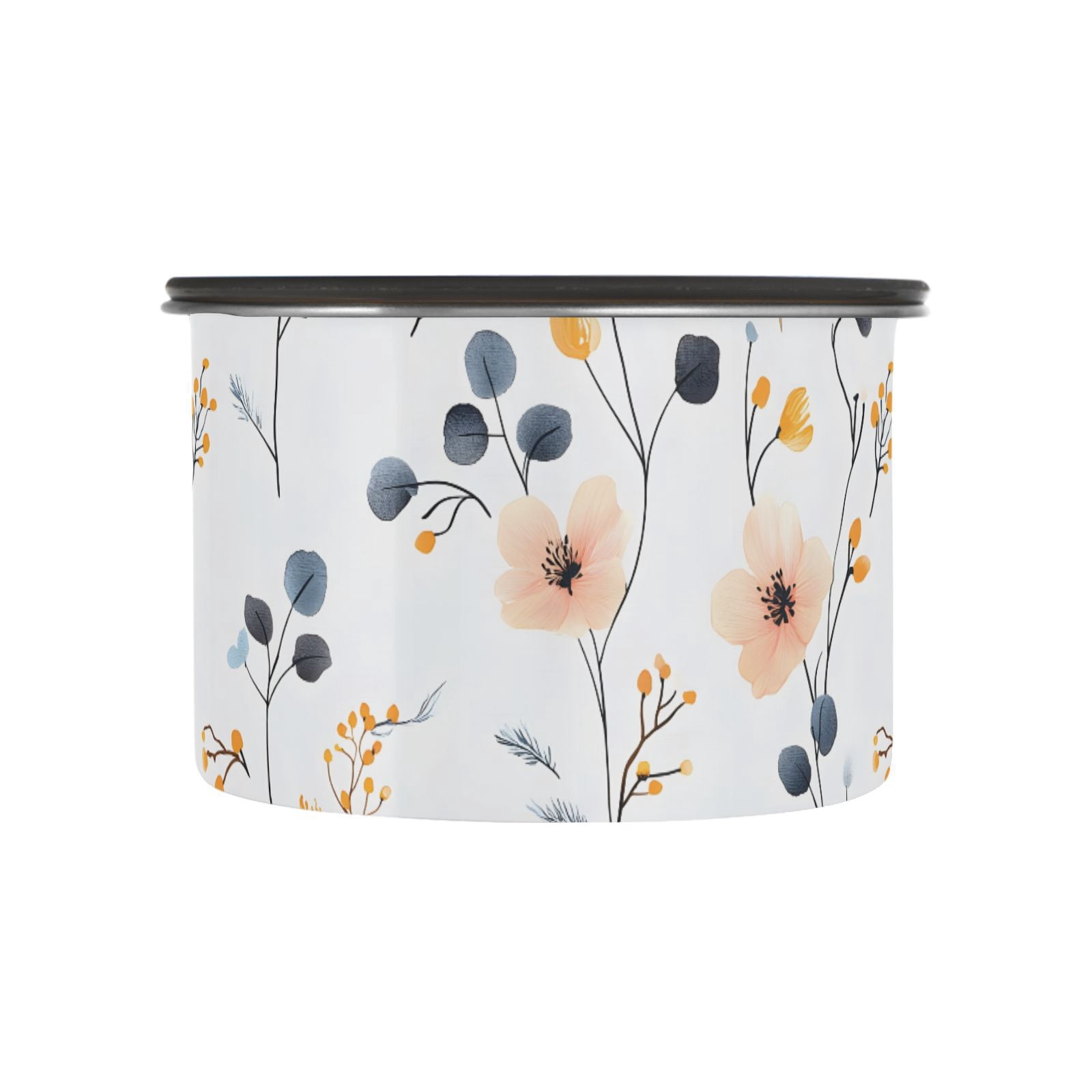 Wild Flowers Floral Boho Airtight Coffee Bean Canister 30oz Food Storage Containers with Lids For Gournd, Tea, Sugar, Flour, Rice, Cereal, Candy Cookie Jar