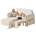 thumbnail image 2 of 3-In-1 Convertible Sofa Bed, Boucle Loveseat Sleeper Sofa with Put Out Bed And Drawer, Sofa Bed Couch with Side Pockets, 2 Pillows, USB Ports And Gold Metal Legs, Hide A Bed Couches for Living Room, 2 of 11