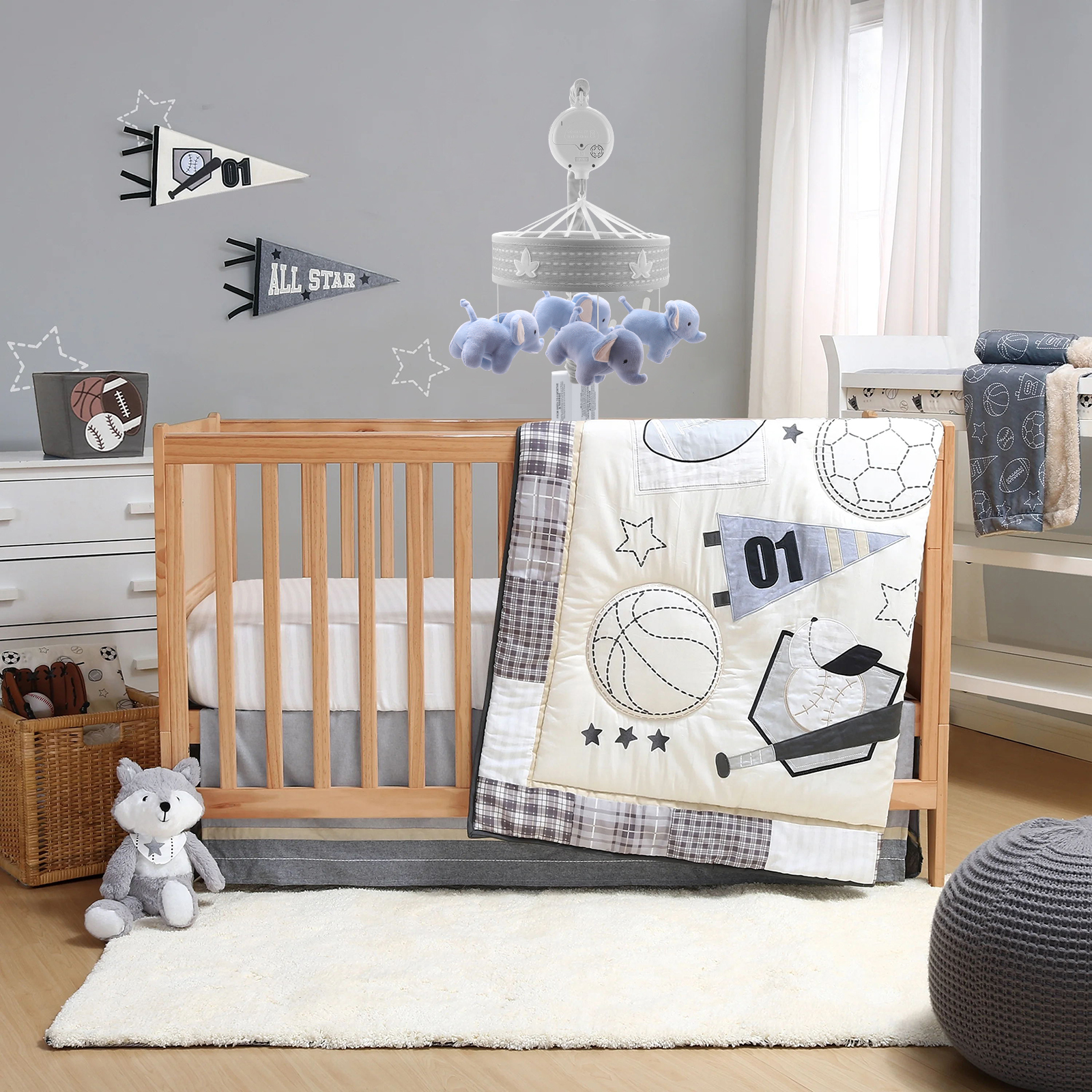 SUMWE Baby Mobile for Crib Nursery Musical Mobiles for Girls Toys for Baby Crib Carousel Mobile Boy Mobile for Pack and Play Elephant Parade Crib Decoration Clip on Mobile for Bassinet