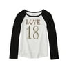 The Children's Place Girls 7-16 Love Long Sleeve Raglan T-Shirt