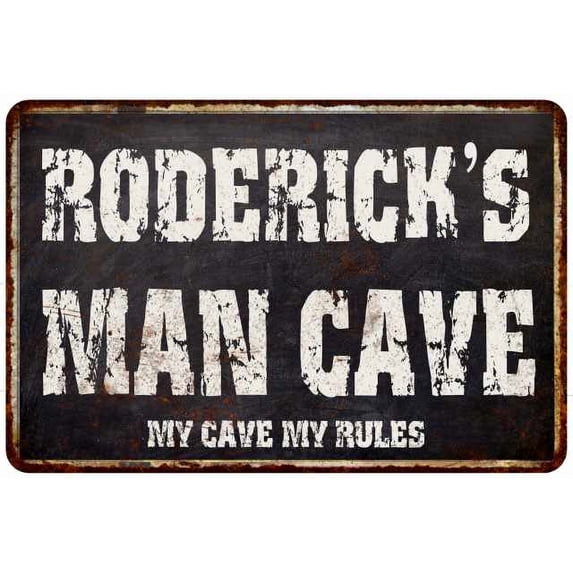 RODERICK'S Man Cave Black Grunge Sign Home Décor Gift Cave Funny 112180004479