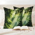 thumbnail image 3 of Spring Forest Pillow Covers 2 Pack Oil Painting Spring Sunlight Green Trees Plant Forest Pillowcase Waterproof Outdoor Throw Pillow Cover for Patio Garden Square Cushion 20”x20”, 3 of 9
