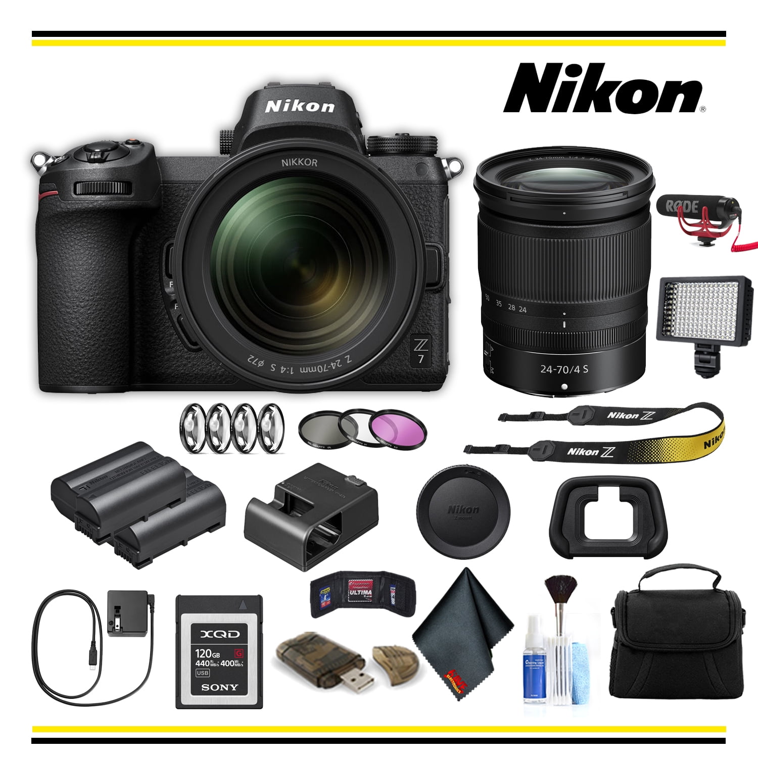 Nikon Z7 Mirrorless Digital Camera with 2470mm Lens Advanced Bundle W