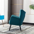 thumbnail image 5 of Solid Black Wood Legs Upholstered Accent Chair Modern Solid Wood Accent Chair, Velvet Fabric Back Upholstered Lounge Chairs, Living Room Furniture, 5 of 7