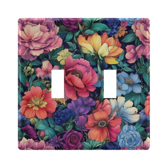 Yayeee Toggle Light Switch Wall Plate 2-Gang 4.56"x4.48" Decorative Outlet Cover, Ethereal Floral Harmony