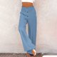 thumbnail image 2 of Pantalones palazzo de lino de cintura alta y pierna ancha para mujer, con cordón y bolsillos, 2 of 6