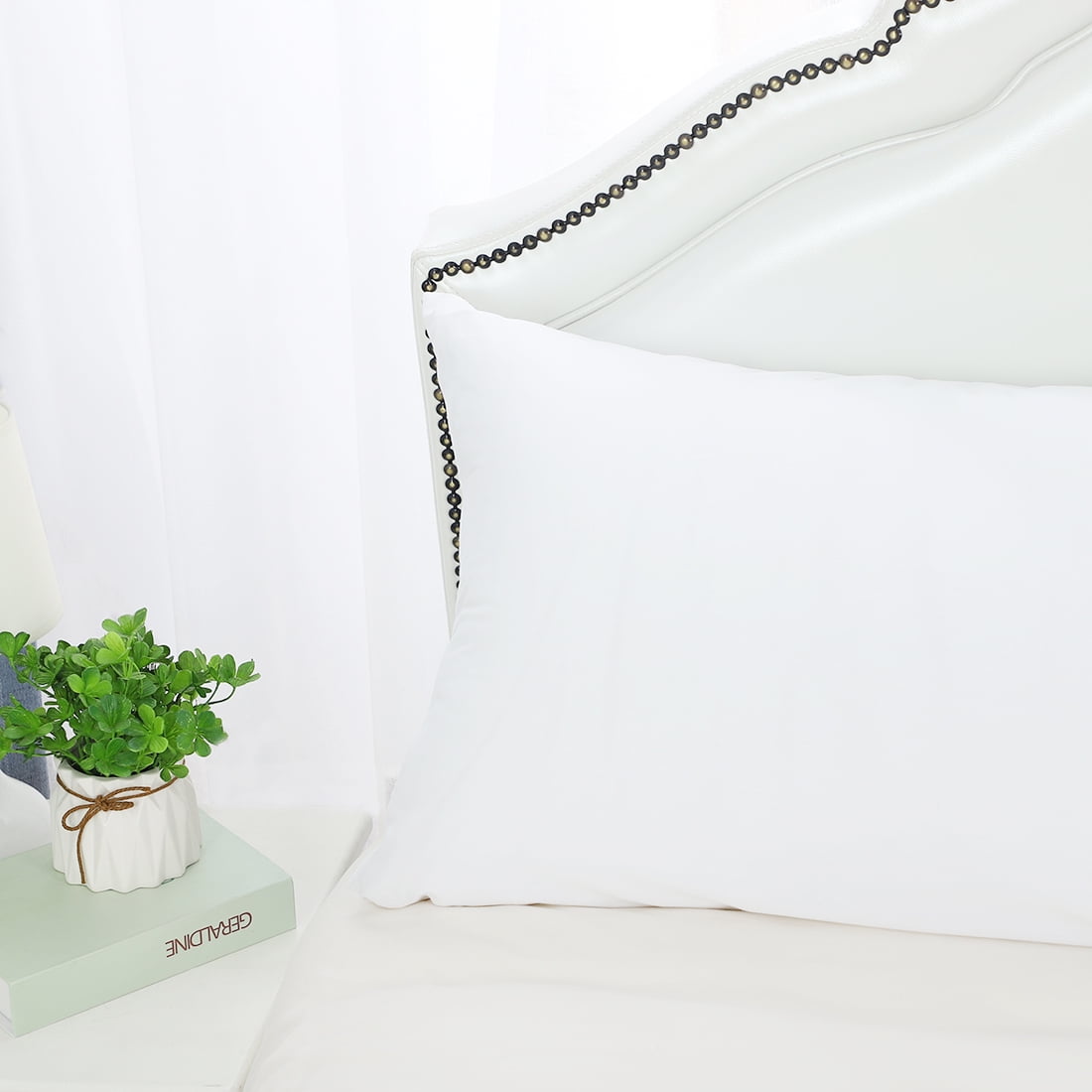 Unique Bargains Pillowcases 2-Piece Egyptian Cotton Pillow Cover White Queen