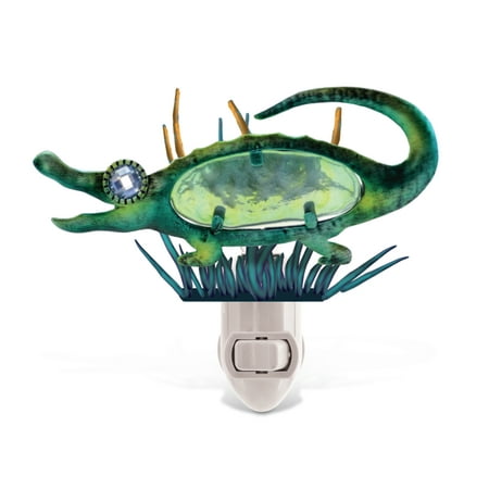UPC: 0184499096062 | COTA Global Alligator Night Light – Home Décor Wall Plug in Night Light with Switch Unique Decorative Hand Made Metal & Glass Nightlight for Bathroom Nursery Hallway Kitchen & Bedroom – 5 Inches
