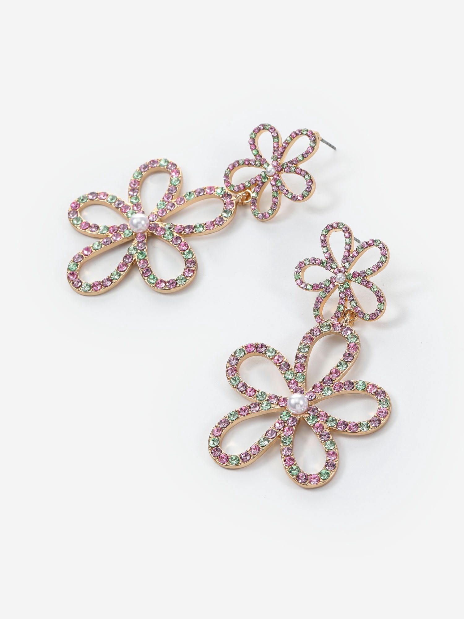 Packed Party Crystal Flower Dangle Earrings, 1 Pair