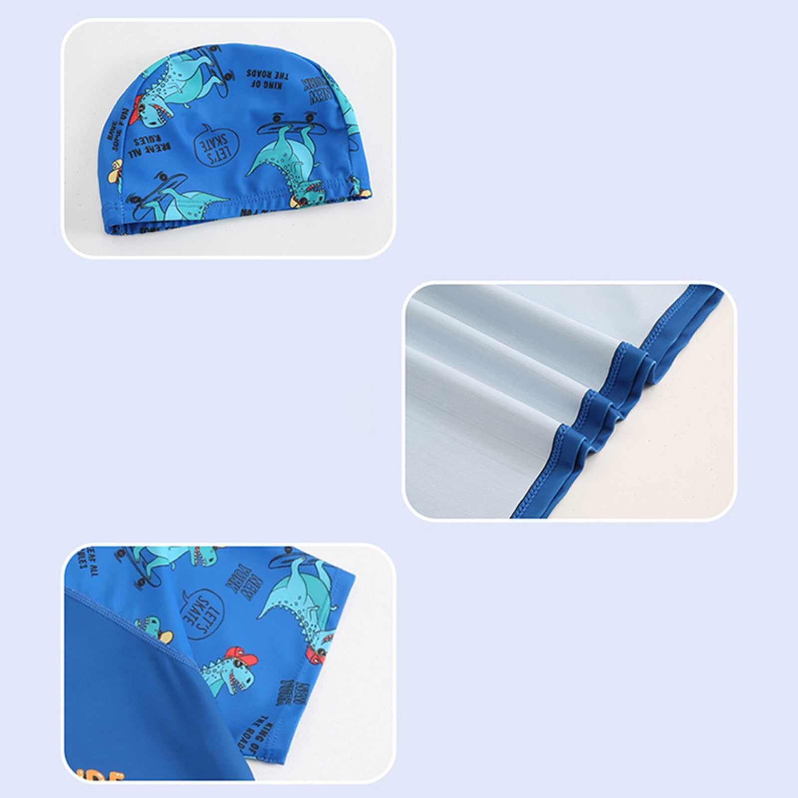 lnmuld Boys 3 Piece Skateboard Dinosaur Swimsuit Kids Rash Guard Set with Swim Cap Size:XL