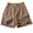Coffee, variant on Solitary Button High Waist Pleated Linen Eco Fabric Shorts For Women Solid Color Wide Leg Bermuda Shorts Side Patch Pockets Cool Casual Shorts For Work Daily Travel