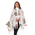 thumbnail image 3 of FORMRS Womens Scarf Winter Soft Long Big Warm Shawls Wrap Tassel Scarves, Red Nordic Christmas House, 3 of 9
