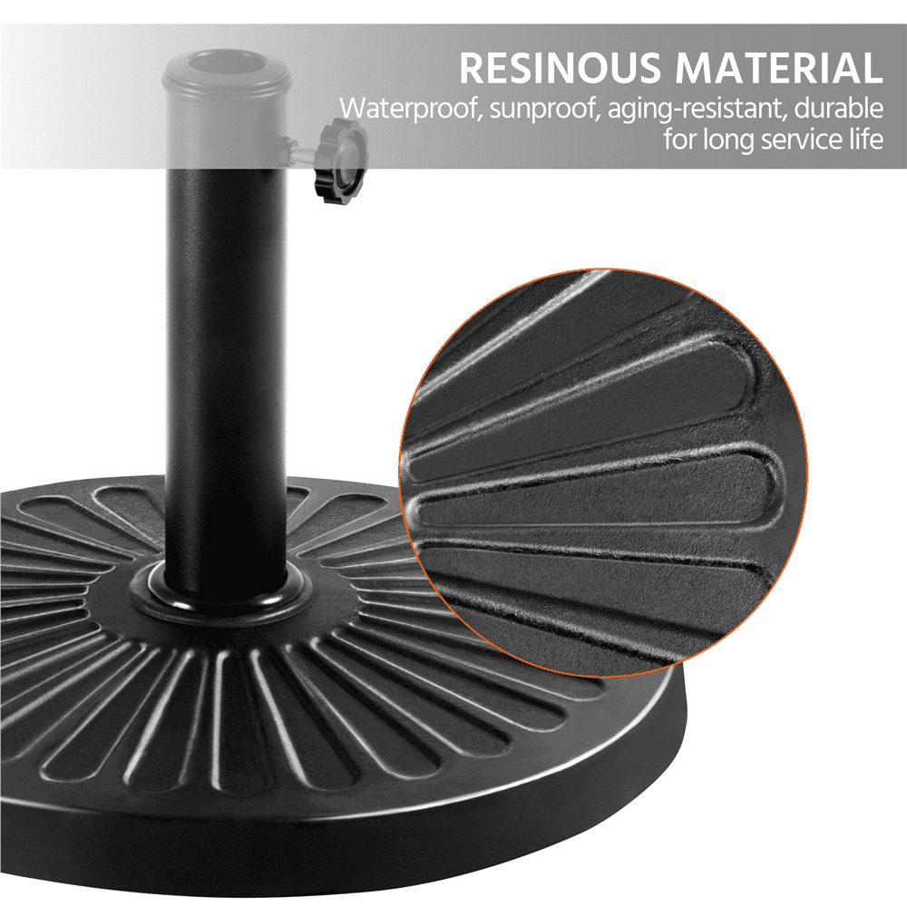 Alden Design 17.5 lbs Black Round Resin and Iron Patio Umbrella Base with Water Resistant