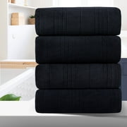 Anray Home 4 Piece Black Microfiber Bath Towel Set 35" x 71" Oversized Bath Sheet Towels