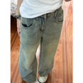 thumbnail image 4 of Pantalones vaqueros desgastados de pierna ancha para mujer, ropa de calle americana, Vintage, Y2k, cintura alta, rectos, longitud completa, 4 of 5