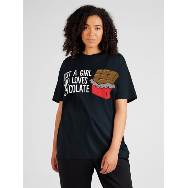 Just a Girl Who Loves Chocolate" - Soft Cotton Graphic Tee for Women, Breathable & Comfortable Casual Wear