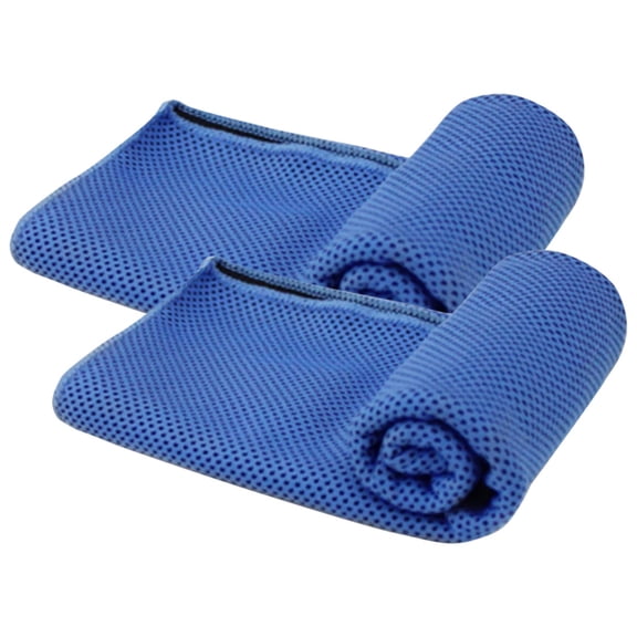 PiccoCasa 2Pcs Soft Microfiber MV Sport Cool Touch Towel for Gym Sport 11"x30" Blue