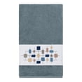 thumbnail image 3 of Authentic Hotel and Spa  Turkish Cotton Squares Embroidered Teal Blue 3-piece Towel Set, 3 of 5
