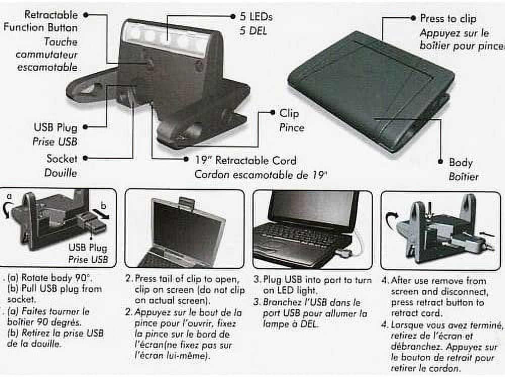 Dorcy 41-1425 5MM LED Laptop Light with USB Retractable Adaptor