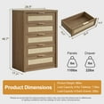 thumbnail image 3 of OAKHAM 5 Drawer Dresser, Rattan Wide Chest of Drawers for Bedroom Living Room,Large,Special Walnut, 3 of 7