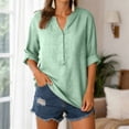 thumbnail image 4 of Paguaki Womens Tops V Neck Mid Length Sleeve Top Summer Top for Women Dressy Casual Solid Color Casual Blouse Shirt Top, 4 of 7