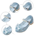 thumbnail image 7 of Quealent Girls Dress Shoes Mary Jane Princess Shoes Girls' Flats Glitter Low Heels Flower Wedding Party Footwear for Toddler Little/Big Kid Blue for Size 2.5, 7 of 7