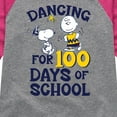 thumbnail image 3 of Peanuts - Dancing For 100 Days Of School - Toddler & Youth Girls Raglan Graphic T-Shirt, 3 of 5
