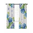 thumbnail image 7 of Blue Hydrangea Blackout Curtains for Bedroom/Living Room, Farmhouse Butterfly Spring Floral Thermal Insulated Kitchen Drapes with Grommets, Light Blocking Window Treatment, 2 Panels 52" x 63", 7 of 7