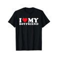 thumbnail image 1 of [100% Cotton] i Love My Boyfriend Cute Couple Gift Black T-Shirt For Her, 1 of 6