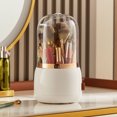 thumbnail image 3 of Delicate Look Makeup Brush Holder with Transparent Lid, Dustproof Design, Large Capacity, Rotating Bucket for Makeup Brushes, Lipsticks, Eyebrow Pencil and More, 3 of 8