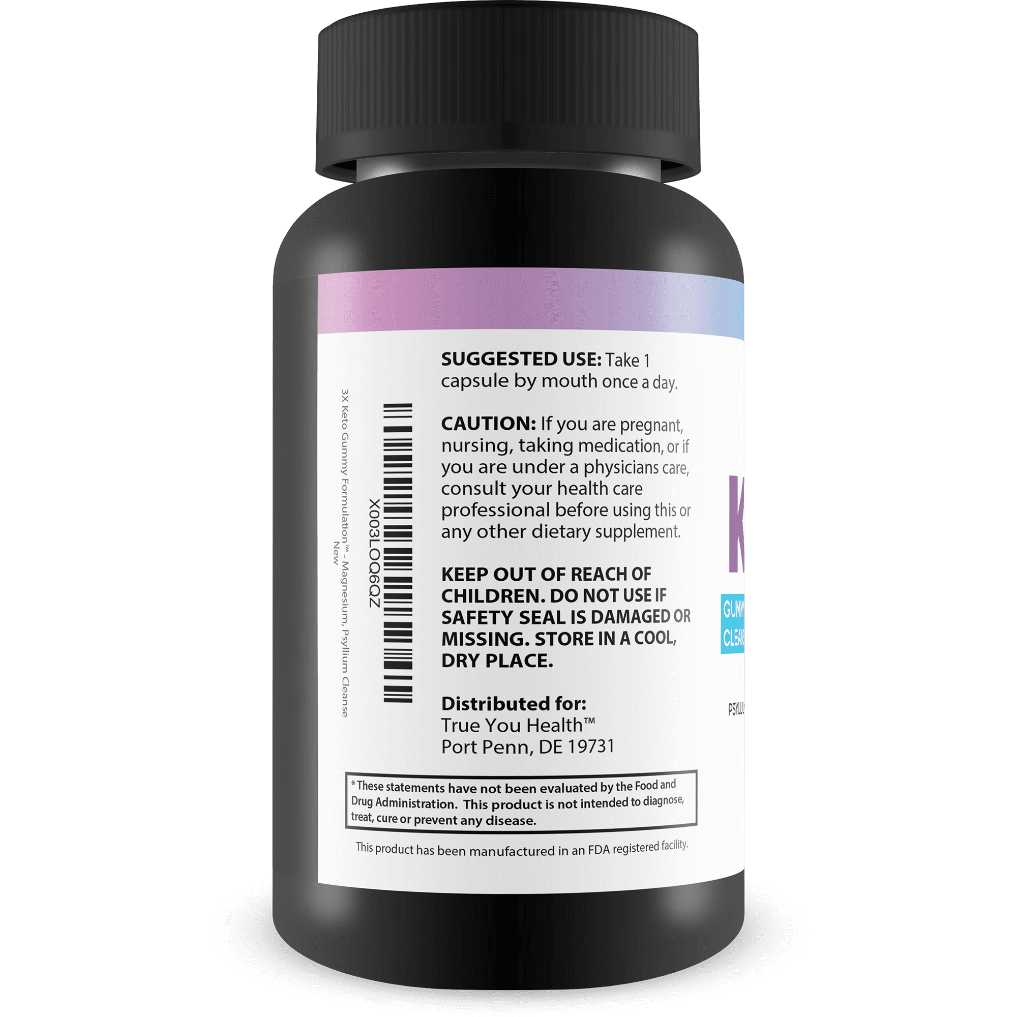 3X Keto Gummy Formulation Cleanse Capsules 90 Day Supply 1 Capsule Per Day - Help Detox Cleanse Waste & Toxins with Keto Apple Cider Vinegar Cleanse - Contains Calcium, Magnesium, Psyllium Cleanse