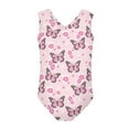 thumbnail image 2 of FOR U DESIGNS Lightweight Girls One-Piece Swimsuit for Beach Sport Pink Butterfly Flower Toddler One Piece Bathing Suit Summer Sleeveless Outfits Size 5-6, 2 of 8