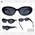 thumbnail image 2 of Womens Mod Classy Oval Thick Plastic Fashion Sunglasses All Black, 2 of 8
