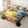 thumbnail image 3 of jejeloiu Tropical Palm Sunset Twin Quilt Set For Girls,Sandy Beach Starfish Twin Coverlet Set,Bright Orange,2 Pieces, 3 of 7