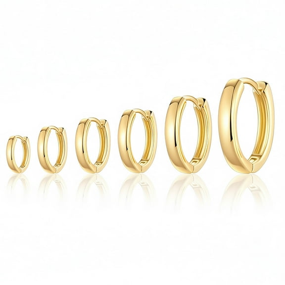 14K Gold Plated Earrings for Women 6Pcs Gold Plated Hoop Earrings for Women Women Huggie Hoop Earring