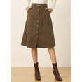 thumbnail image 2 of DARING DIVA Women's A-Line Button Front Belted Midi Skirts XL Coffee, 2 of 6