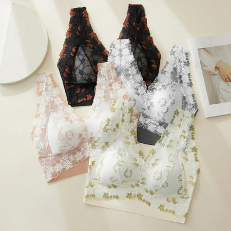 Jinhomg Longline Bras for Women Lace Bralettes with Underwire Lightly Padded Push Up Underwire Bralette Women s Balconette Lingeries Bra 50% Percent Off Deals Today Orange L