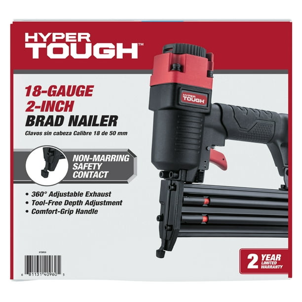 Hyper Tough Pneumatic 18 Gauge 2 Brad Nailer with Nails 200 Count Walmart Business Supplies