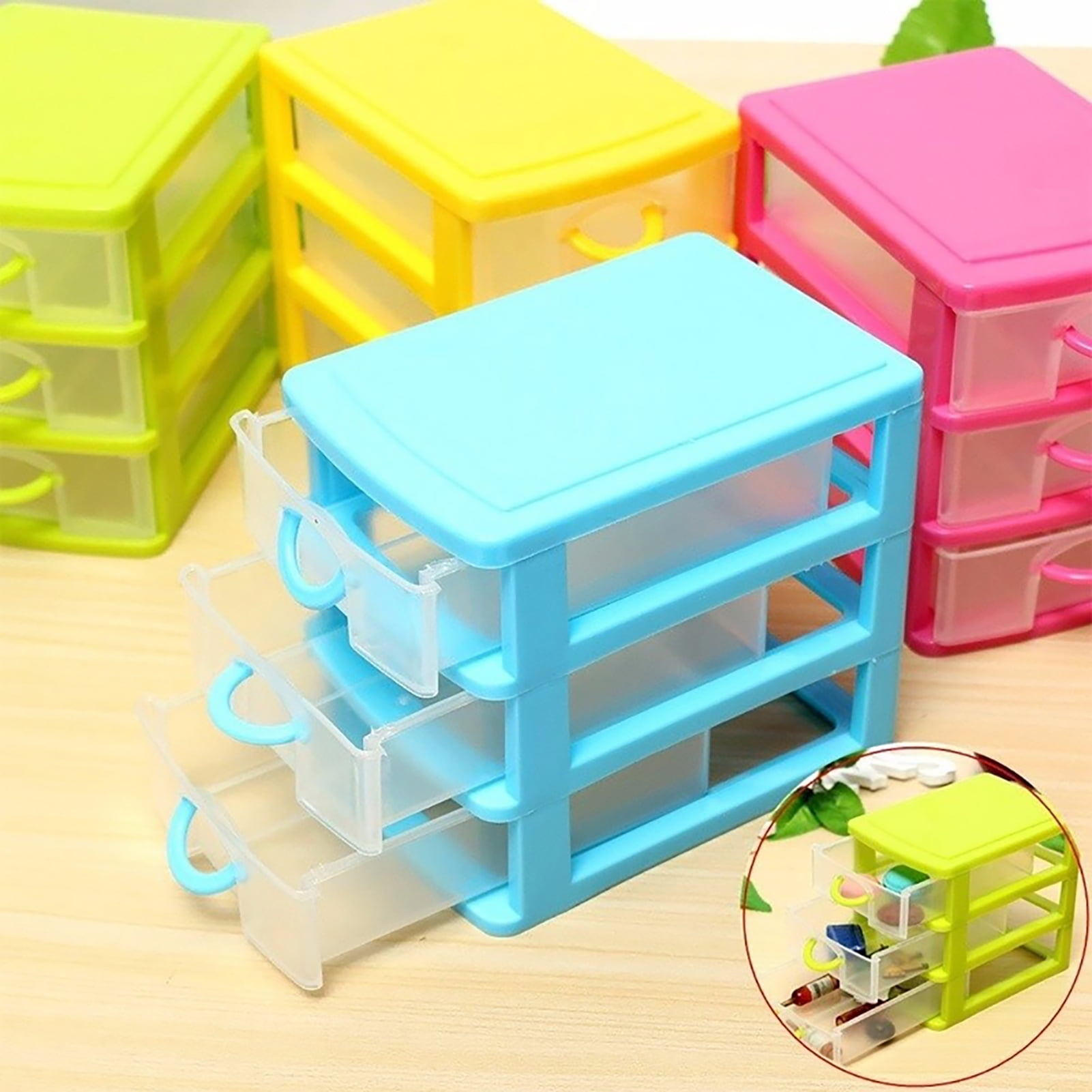 2 or 3 Layers Mini Drawer Desk Organizer Plastic Storage Boxes