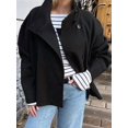 thumbnail image 4 of Women Crop Pea Coat Winter Loose Casual Short Jacket Outwear, 4 of 6