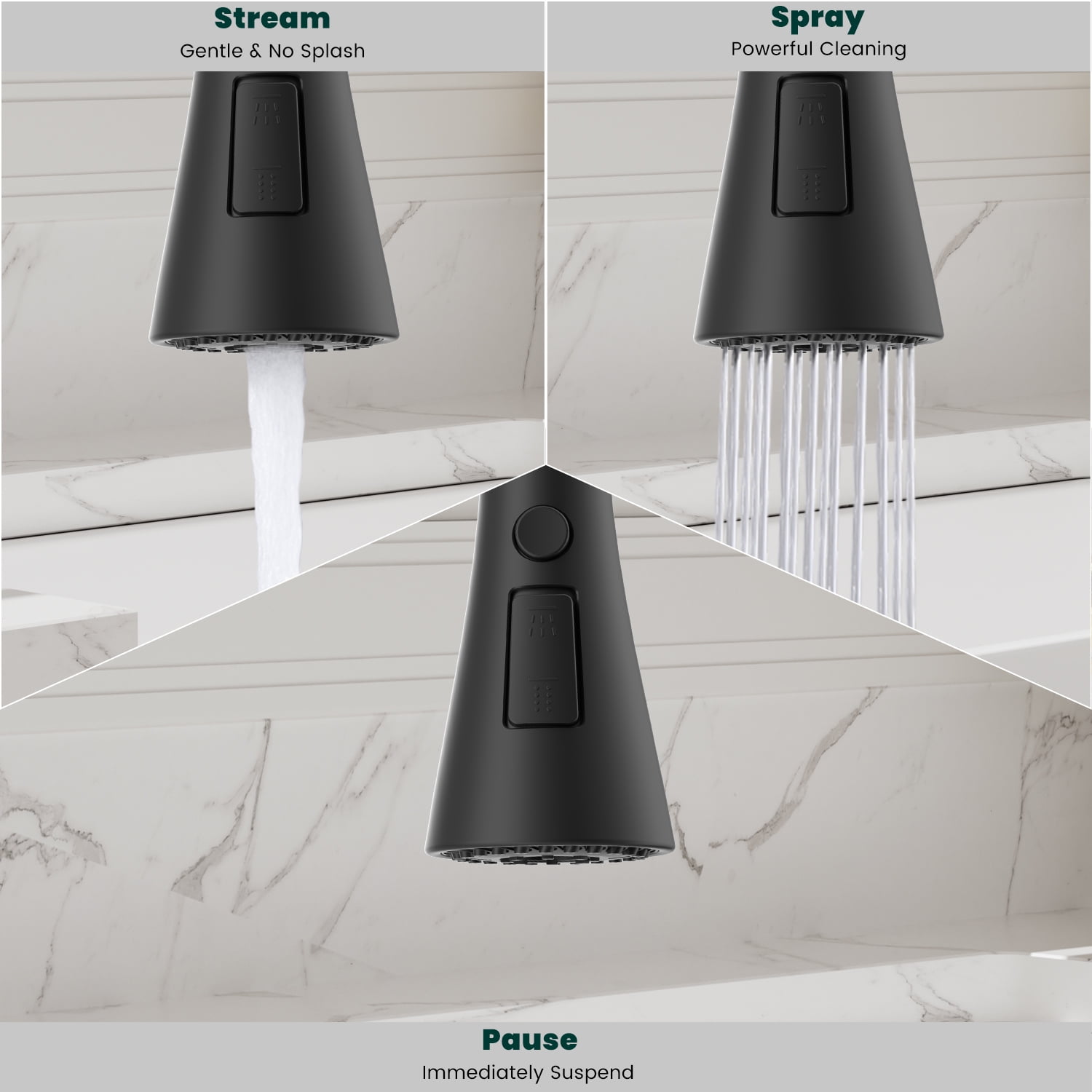 APPASO Stainless Steel Kitchen Faucet, Pull Down Sprayer 3 Modes, Matte Black High Arc Single Handle Gooseneck Faucets for 1 to 3 Holes Sink, Laundry, Farmhouse, RV, Bar
