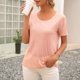 thumbnail image 5 of Camiseta de mujer Sexy Backless Hollow Manga corta Cuello redondo Top suelto, Rosa, XL Noticed AP001243-08, 5 of 7