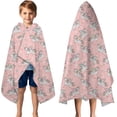 thumbnail image 3 of Pink Cartoon Winged Unicorn Floral Pattern Hooded Bath Towel，50"x30" for Ages 3 To 12 Kids, Quick Dry Lightweight Soft Microfiber Hood Beach Towel Cover Up for Kids, 3 of 7